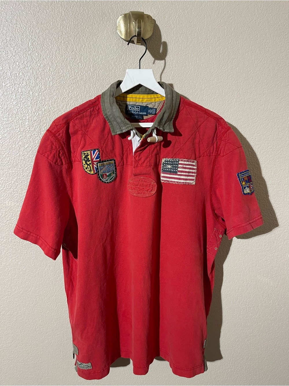 Ralph Lauren Red Short-Sleeve Rugby Polo with Patches